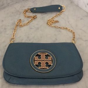 Tory Burch blue purse/clutch